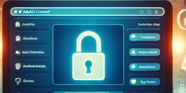 A digital landscape showcasing a secure adult content platform with vibrant icons representing safety and user privacy.