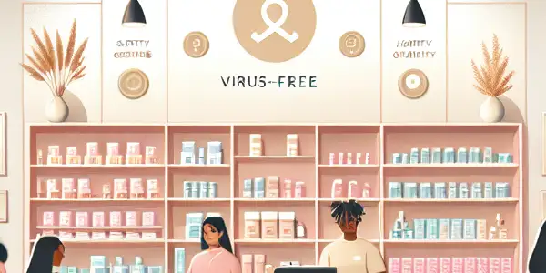 A modern, inviting adult products store with hygienic displays, friendly staff, and a focus on customer privacy.