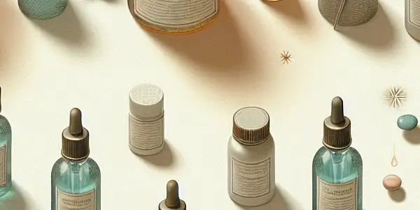 A serene bedroom scene featuring an elegant display of lubricant bottles and calming natural elements, emphasizing intimacy and safety.