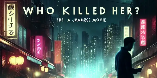 A mysterious woman in a dark urban setting, reflecting on tragedy amidst neon lights and swirling mist.