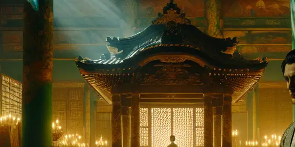A melancholic eunuch in an opulent ancient Chinese palace, surrounded by hints of forbidden desires and intimacy.