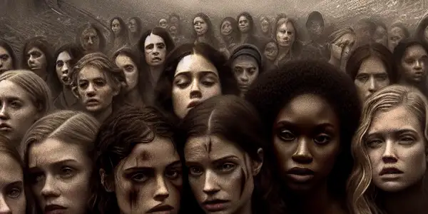 A group of young women expresses resilience and intimacy amidst the ruins of bombed-out Tokyo during World War II.