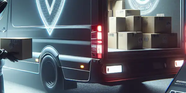 A discreet delivery service for adult films in a dimly lit urban alley, emphasizing privacy and security.